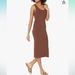 Amazon Chocolate Brown Ribbed Midi Sleeveless Dress XS NWT Photo 10