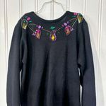 R & K Vintage Dress Women Size Medium Sweater Navy Blue Sequin Midi Long Sleeve Photo 0