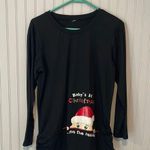 Black Long Sleeve “Baby’s First Christmas..On The Inside” Maternity T Photo 0