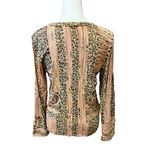 Alexandra Rosati 3D Animal Print Fabric Striped Graphic Zip Up Jacket (10) EUC Brown Photo 2