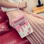 StrawberryMilk Carton Crossbody novelty purse strawberry shortcake purse costume Pink Photo 1