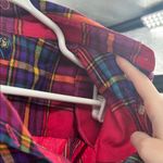 Pink Blue plaid Button Down flannel Shirt M women’s colorful casual fall bright Size M Photo 6