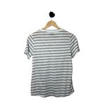 Bobeau Women’s Soft Knit Twist Hem V-Neck Tee in White/Charcoal XS Photo 8