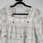 Madewell Embroidered Windowpane Square-Neck Button-Down Top White White Wash XS Photo 7