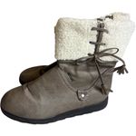 Womens Muks Luks Vegan Leather Shirley Slate Gray Sherpa Boot Bootie Photo 2