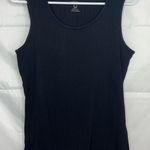 Preswick & Moore EUC  women’s solid black‎ ribbed textured sleeveless tank top L Photo 0