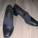 Amalfi Italy Pillow Navy Blue Leather Block Pumps Career or Dressy Size 9 AAAA Photo 0