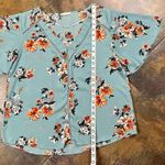 Sandy & Sid  Blue Floral V-neck Blouse XL Photo 4
