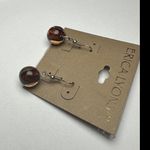 Erica Lyons Glass Brown Amber Shade Bead Beaded Pierced Dangle Drop Earrings NWT Silver Photo 6