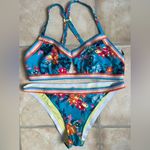 Adore Me  Gisele contour floral blue V-neck two piece bikini, adjustably straps;L Photo 0