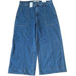 NWT Lands’ End Mid Rise Wide Leg Crop Jeans Size 12 Blue Photo 0