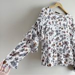Sanctuary  Tilly Flounce Sleeve Floral‎ Blouse in Cream, Size Medium Photo 9