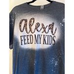 Gildan "Alexa Feed My Kids" Distressed Graphic T-Shirt Medium Softstyle Gray Cot Photo 1