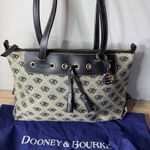 Dooney & Bourke  Monogram Canvas Leather Satchel Shoulder Bag Purse Tassel Logo Photo 1