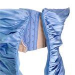 NWT Cinq à Sept 100% Silk Eliza Asymmetric Hem Strapless Satin Cocktail Dress 8 Blue Photo 7