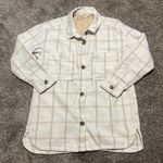 Serra  Women’s Cream Colored Button Down Plaid Shacket‎ Size Large Photo 0