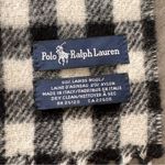 Polo Ralph Lauren Lamb wool black white gingham plaid fringe scarf NWOT Photo 2