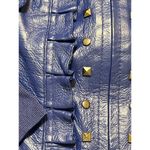 Peter Nygard Studded Ruffle Leather Knit Sweater Jacket Royal Blue Size M Photo 1