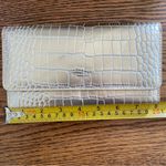 Tahari  Trifold Wallet Gold  Embossed Leather Crocodile Pattern CashCard Organize Photo 2