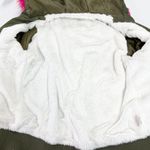 Charlotte Russe Bomber Jacket Womens Large Pink Faux Fur Trim Military Grunge Photo 6