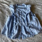 Madewell  swiss dotted ruffle blue & white top size L Photo 3