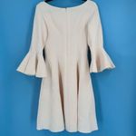 Metisu‎ Women's Bell Sleeve Boat Neck Lined Satin Sheath Dress Cream Size Medium Photo 2