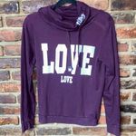 On Fire  Burgundy LOVE Graphic Cowl Turtle Neck Sweatshirt Women's Size Large Photo 0