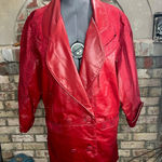 leather Jacket oversized snakeskin suede red shoulder pads Size XL Photo 0