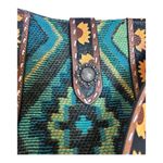 Myra sunflower leather tooled crossbody purse Forest Mist boho Western purse Gold Photo 6