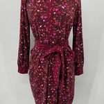 Talbots Shirt Dress Button Front Bodice Floral Print Maroon Womens Medium Petite Photo 0