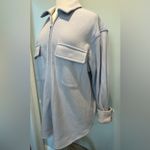 SKIMS  Cotton Fleece zip up shirt jacket size Small NWT color Periwinkle Photo 7