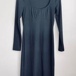 Aritzia Wilfred black bodycon Midi Dress babydoll sweetheart neck Long sleeve L Photo 0