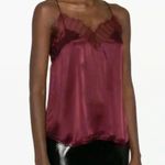 IRO NWT Paris Berwyn Silk Lace Trim Camisole Top Burgundy 36 S Photo 2