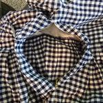 Draper James  Women’s Gingham Puff Sleeve Peplum Top Blue White Blouse Size L Photo 2