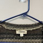 L'Agence  Harriet Blouson Sleeve Wool Blend‎ Cardigan in Brown Mulit Stripe Large Photo 9