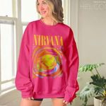 Nirvana Pink Smiley Face Sweatshirt Size M Photo 0
