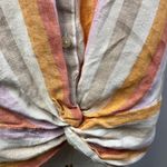 Lou & grey  Striped Linen Twist Front Shirt Women Small Preppy Beach Coastal Pink Photo 3