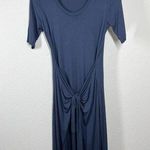 Athleta In A Twist Dress Small S Navy Midi Knot Front Soft Stretch Photo 0