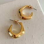 Gold Hoop Earrings Octagon Earrings Thick Hoop Earrings Photo 2