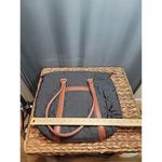 Talbots Quilted Black Tote Bag Brown Leather Handles Paisley Inside Lining Photo 10