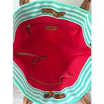Dooney & Bourke  Striped Nylon Sullivan Shopper Tote In Mint green, White, & Blue Photo 6