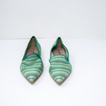 NEW Michele Lopriore Elyse Pointy Loafer Multicolor Green Stripes Flat Shoes 7 Photo 1