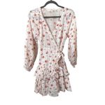 MAIA BERGMAN Floral‎ Eyelet Wrap Mini Dress Sz XL White Photo 1