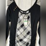 COOGI Bodycon Plaid Dress Long Sleeve Mini Black White Sz Large Vintage Y2K 90s Photo 4