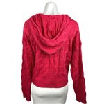 Anthropologie Red Cable Chunky Knit Pullover Hooded Sweater Jacket Top Size L Photo 1