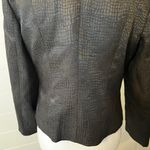 Le Suit Black Croc Embossed Blazer Fitted Jacket Business Preppy Academia Clean Photo 9