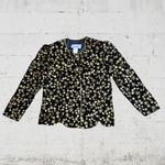 80s Vintage Black Velvet Gold Metallic Brocade Embroider USA Made Jacket Size 14 Photo 1