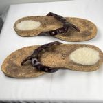 UGG  Australia Cork Brown Leather Thong Sandals Shearling Footbed Women US 8 Photo 5