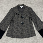 Joseph Ribkoff  Jacket Womens 8 Black Gold Patterned Blazer Large Buttons Stretch Photo 0