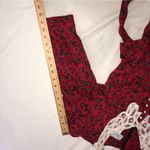 Vintage Miss Dorby Red Black Floral Dress Size 8 Crocheted Lace Collar Midi Maxi Photo 11